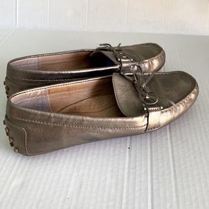 Lauren Ralph Briley Moccasin Gunmetal Metallic Loafers Size 9